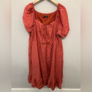 BloomChic Terracotta Puff Sleeve Dress
